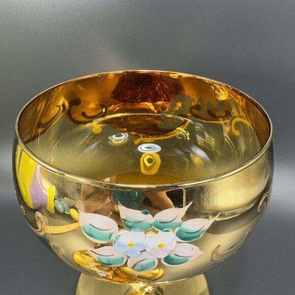 Venetian Glass Candy Dish Container Jar Apothecary Jar Painted Italian Glass VTG - Picture 7 of 16